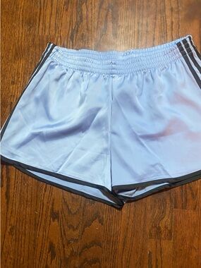 adidas Light Blue Track Shorts with Black Stripes